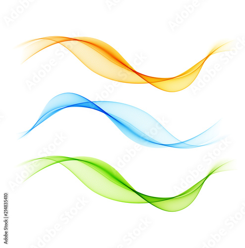 set of abstract color wave smoke transparent wavy design
