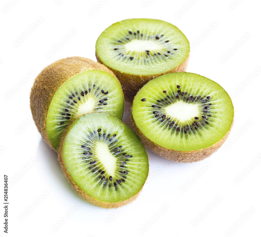 fresh ripe sliced kiwi fruits isolated on white background fresh ripe sliced kiwi fruits isolated on white background