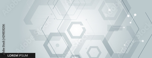 Vector connected hexagon banner design