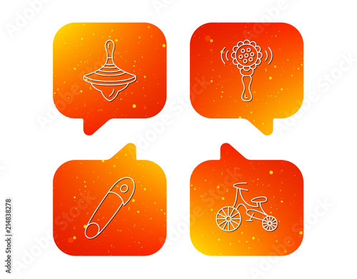 First bike, whirligig and rattle toy icons.