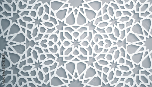 Islamic ornament vector , persian motiff . White background . Light 3d ramadan islamic round pattern elements . Geometric circular ornamental arabic symbol vector . White background .