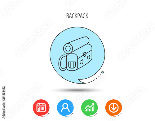 Backpack icon. Travel equipment sign.