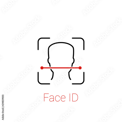 Face ID. Face recognition system. Vector icon