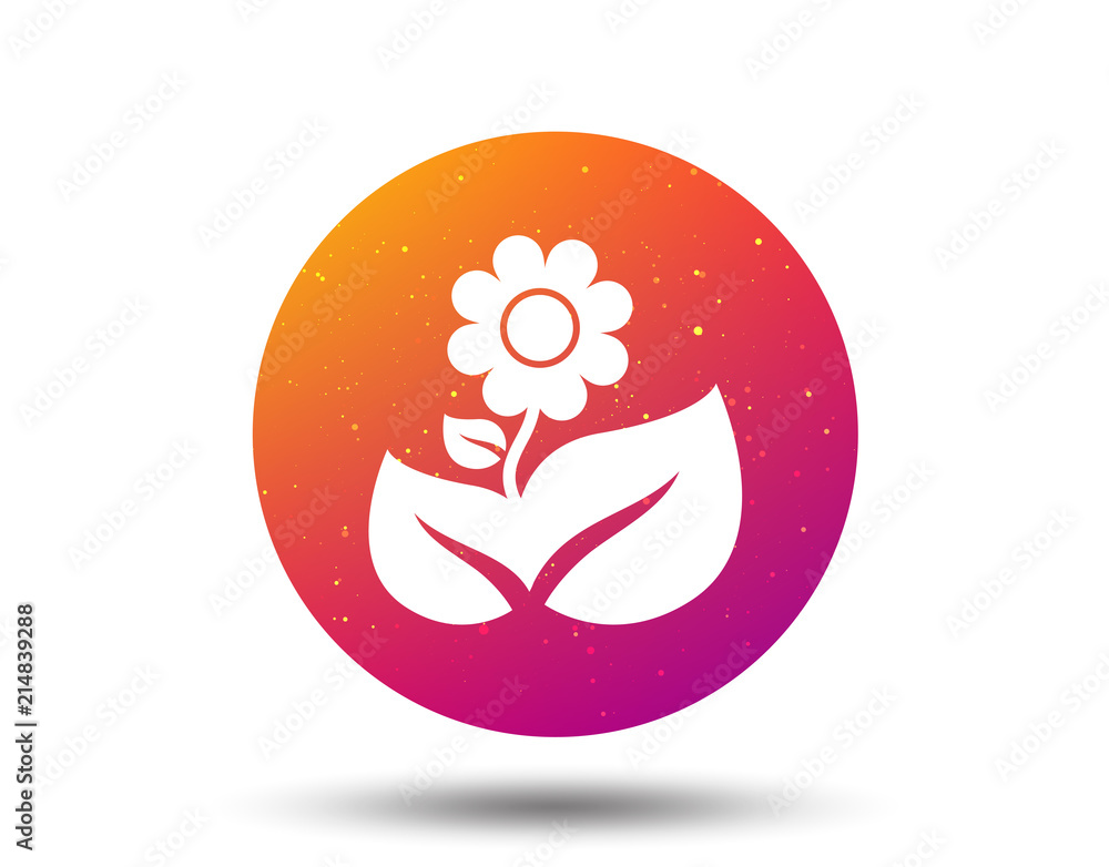 Obraz premium Flower icon. Florist plant with leaf sign.