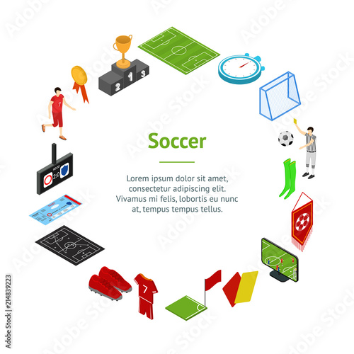 Football or Soccer Game Concept Banner Card Circle. Vector