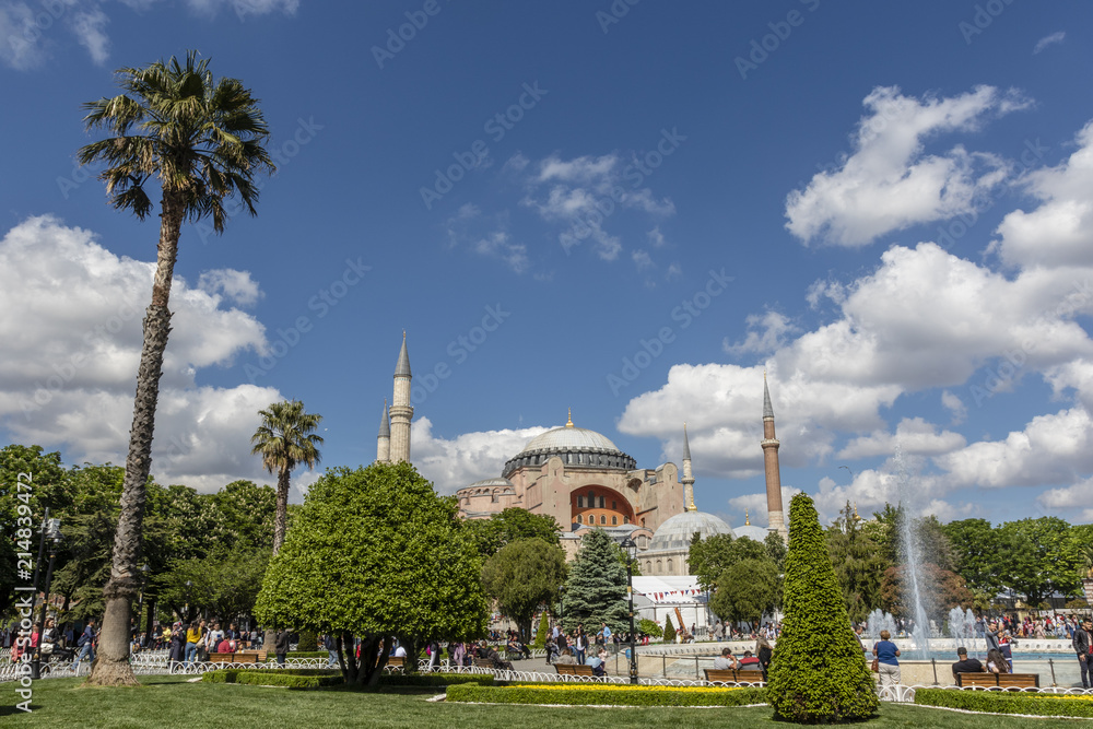Facade of the Hagia Sofia in Istanbul, Turkey, Europe