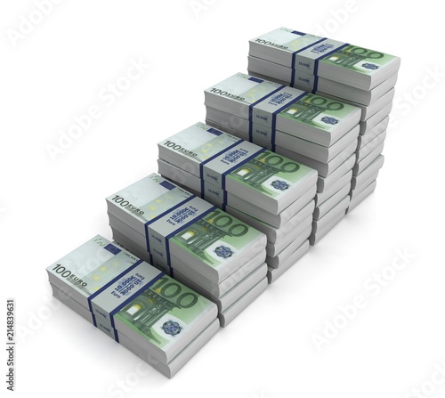 money graph 3d illustration isolated on white background