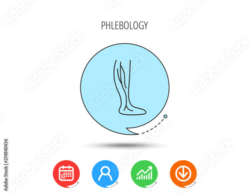 Phlebology icon. Leg veins sign.