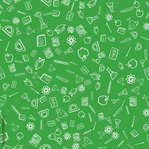 Seamless pattern with school things. Vector