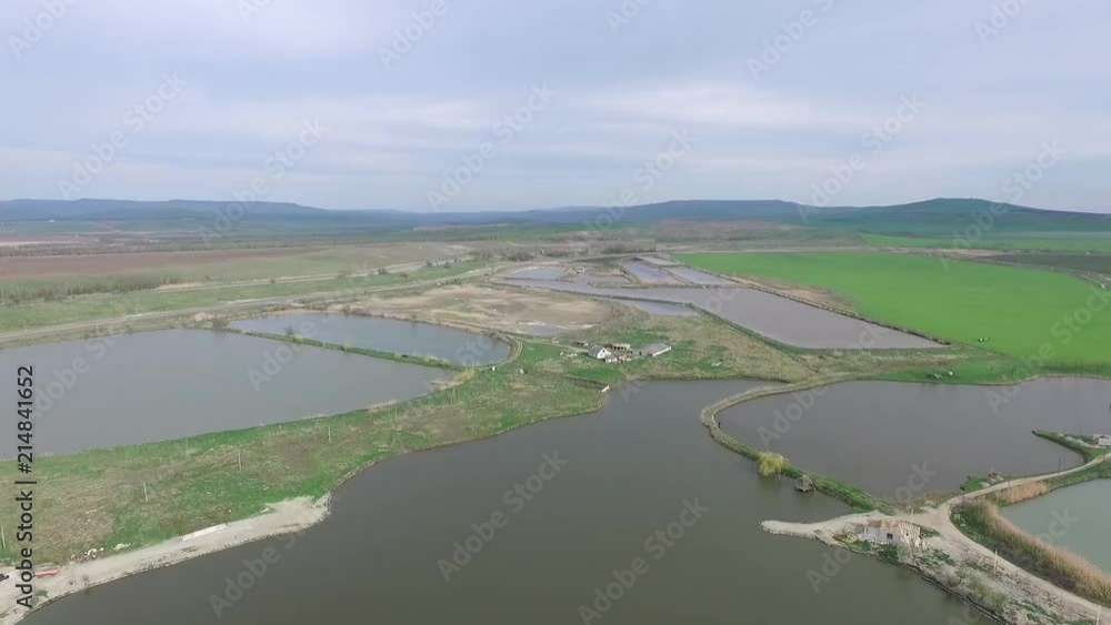 A flight over a beautiful lake. Russia.