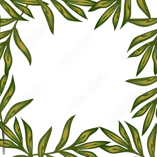 Peony frame leaves flowers in a vector style. Frame border ornament square. Vector flower for background, texture, wrapper pattern, frame or border.