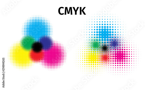 RGB and CMYK halftone vector illustration color