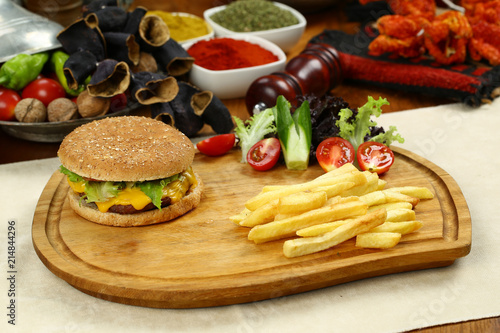 Cheeseburger and french fries