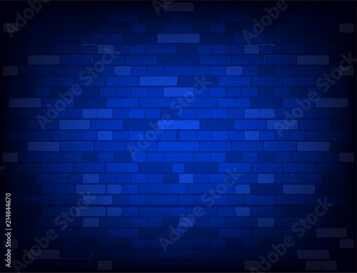 Dark blue brick wall. Realistic vector background
