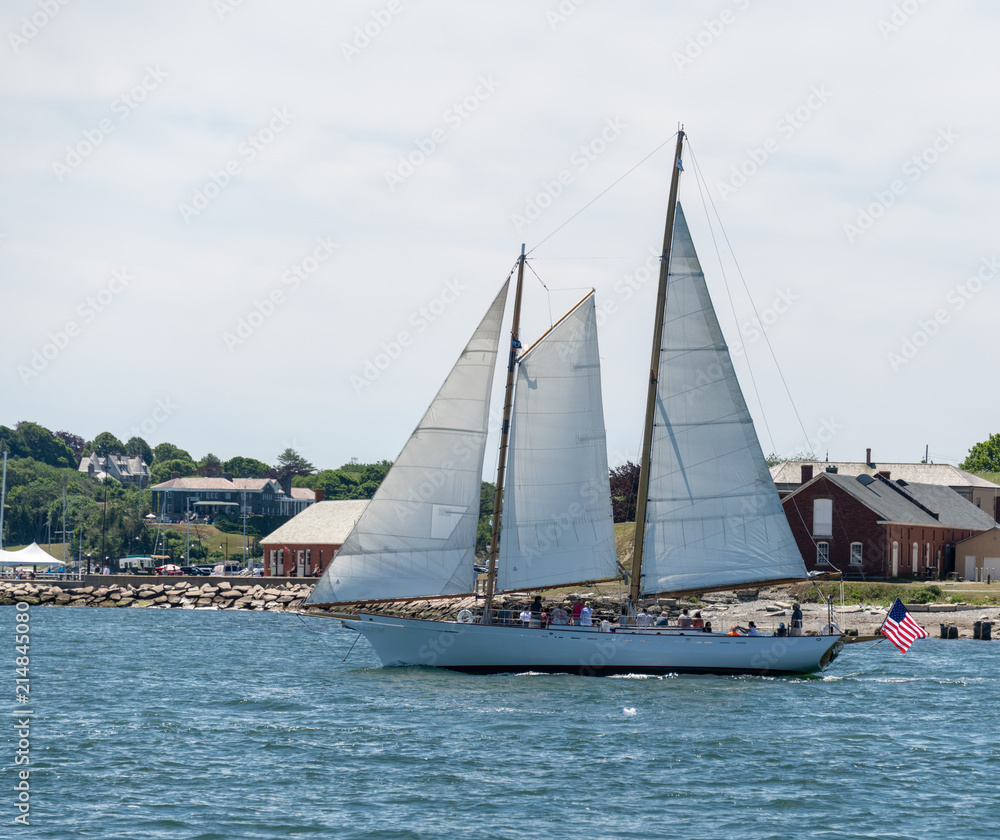 Tour sailboat loaded with people
