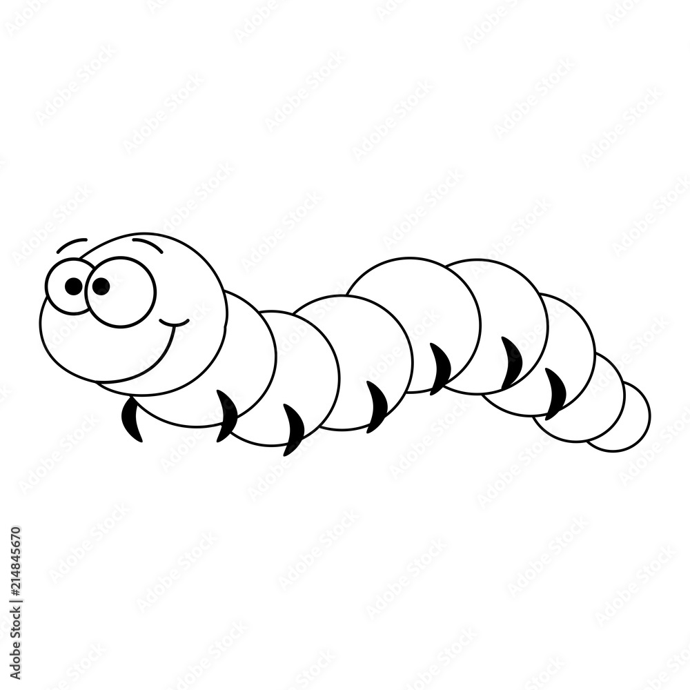 Colorless funny cartoon caterpillar. Stock Vector | Adobe Stock