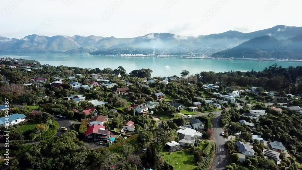 Diamond Harbour Aerial view wide shot over island Diamond Harbour Aerial view wide shot over island