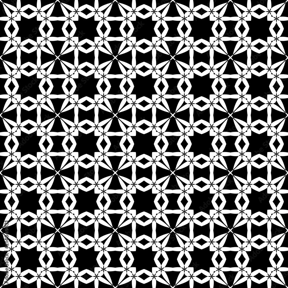 Fototapeta premium Black and white seamless pattern. Ornamental. Geometric wallpaper or website background.