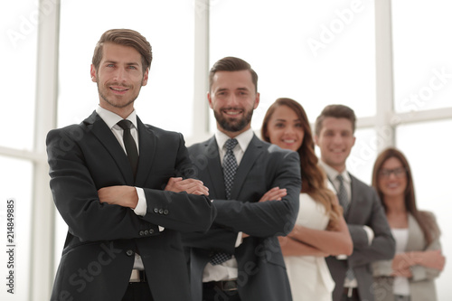 company employees standing together