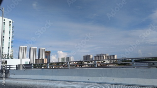I took this picture while we were stuck in traffic in the Miami, Florida Buildings seen from a bridge.