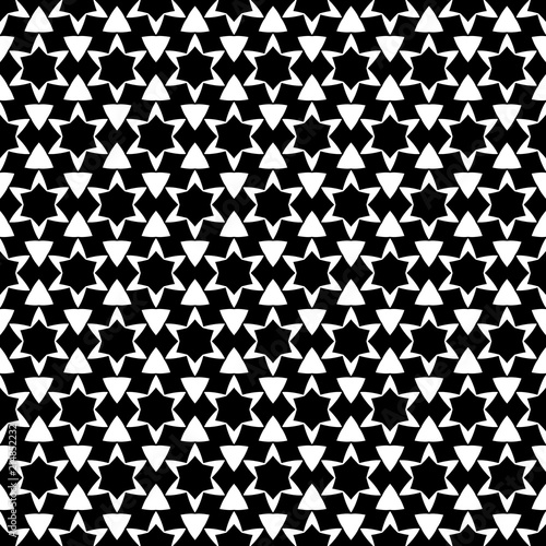 Monochrome Geometric Seamless Pattern. Black and white style pattern. Star of David