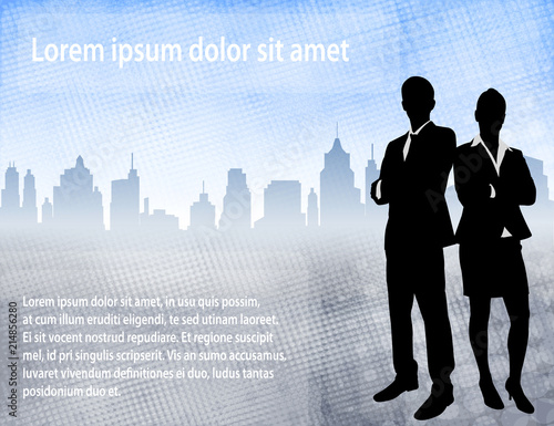 business people over urban background with space for text - vector