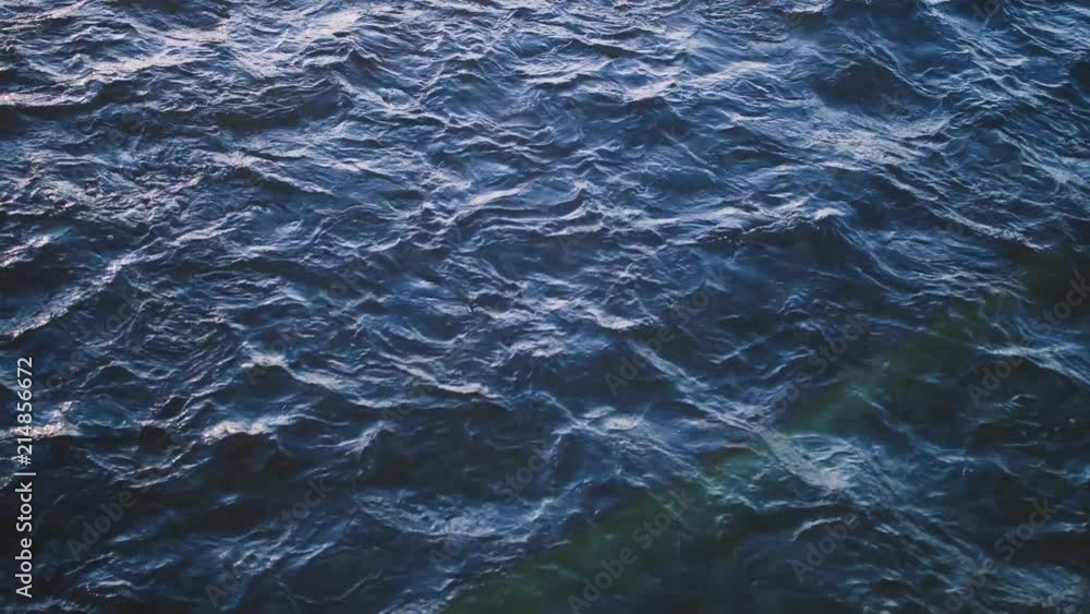 Fast water stream background during sunset, blue waves flow Fast water stream background during sunset, blue waves flow