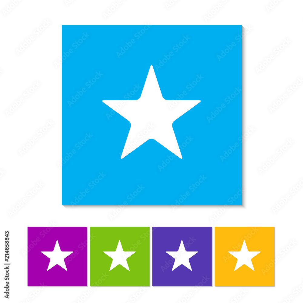 Star, favorite icon, illustration. Flat design style. Orange, purple, magenta, violet, yellow, green and blue color buttons