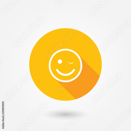 Customer satisfaction or feedback icon. Flat style icon with long shadow. Happy customer icon. Perfection concept. Good mood icon. Happy computer user sign photo