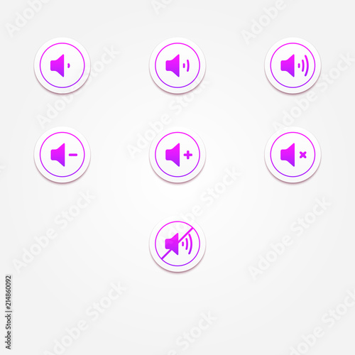 Volume icons set | Plus, minus, mute icons