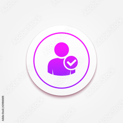 User profile sign web icon with check mark glyph. illustration design element