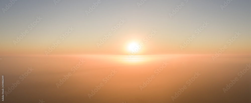 South Dakota Sun Rising Over Fog - obrazy, fototapety, plakaty 
