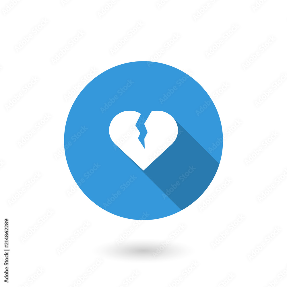 Heart break icon. Flat icon with long shadow Heart break icon. Flat icon with long shadow