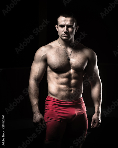 Portrait of a bodybuilder on a black background