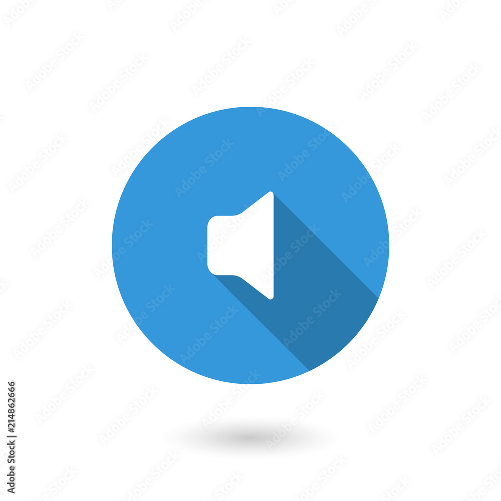 Sound note. Volume icon, illustration. Flat design style modern illustration. Isolated on white color background. Flat long shadow icon. Elements in flat design Sound note. Volume icon, illustration. Flat design style modern illustration. Isolated on white color background. Flat long shadow icon. Elements in flat design