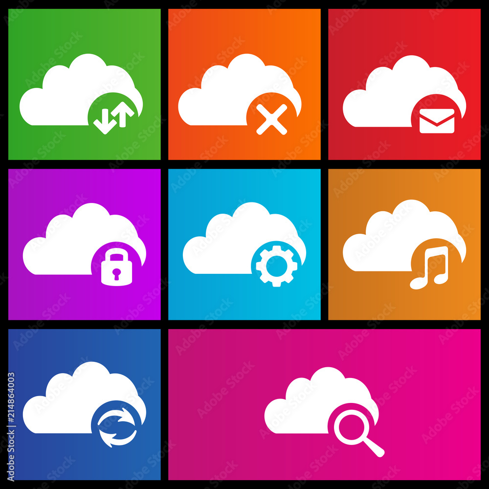 Cloud Computing Concept Icon Set. Metro style Cloud Computing Concept Icon Set. Metro style