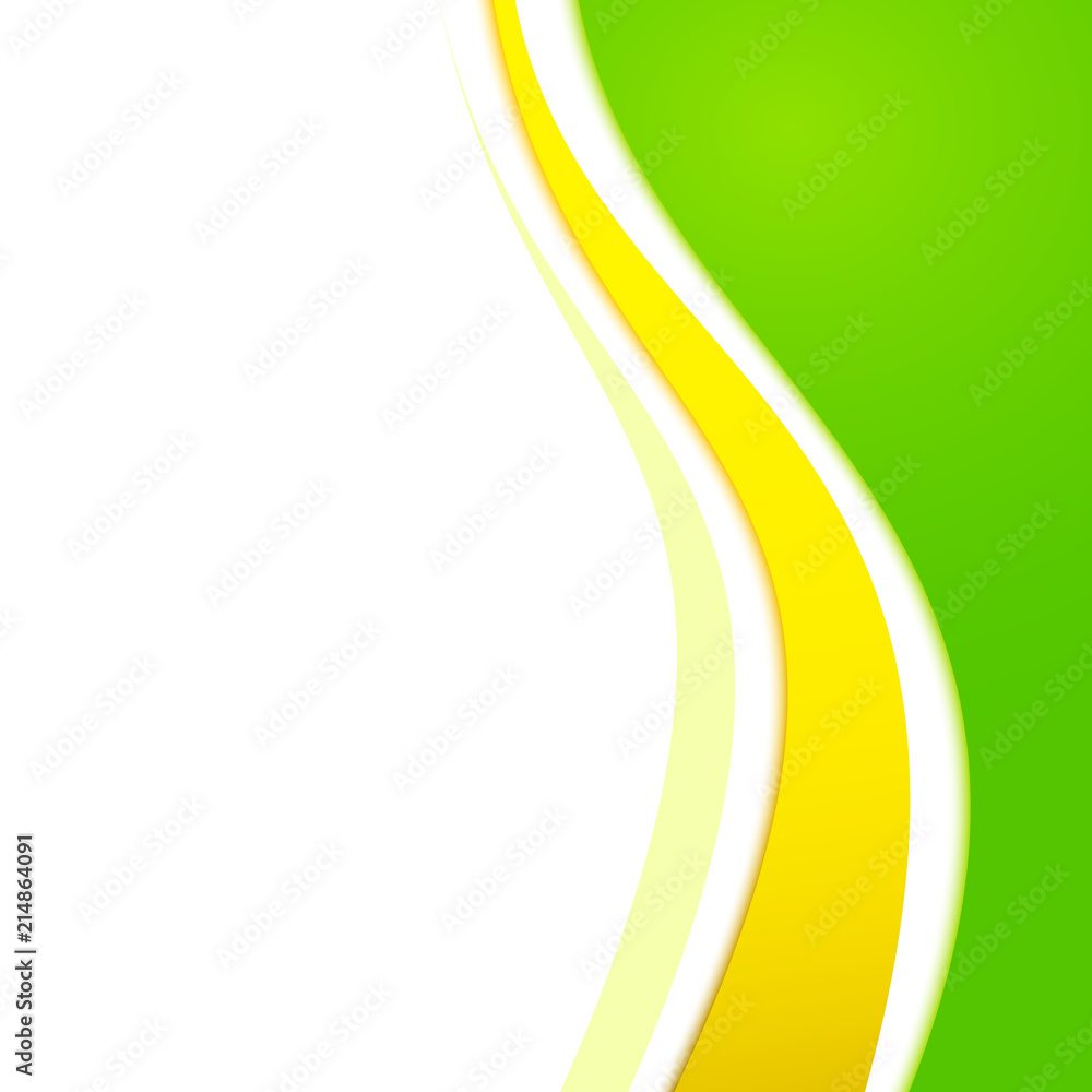 Colorful design template with copy space. Curve background. Yellow, green,  white colors Stock Vector | Adobe Stock