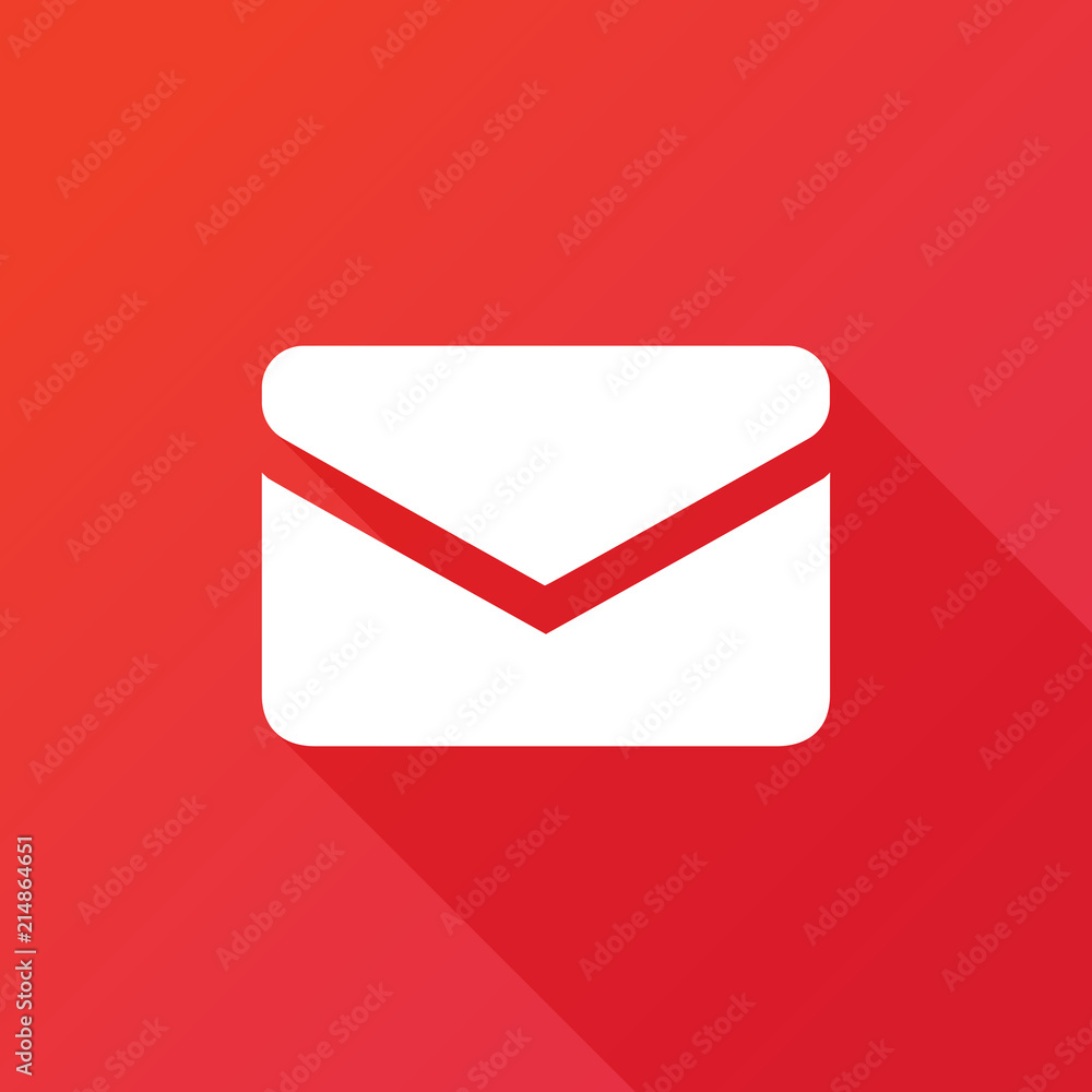 Envelope Mail icon, illustration in flat style with long shadow Envelope Mail icon, illustration in flat style with long shadow