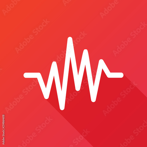 Pulse Heart Rate Icon in flat style with long shadow