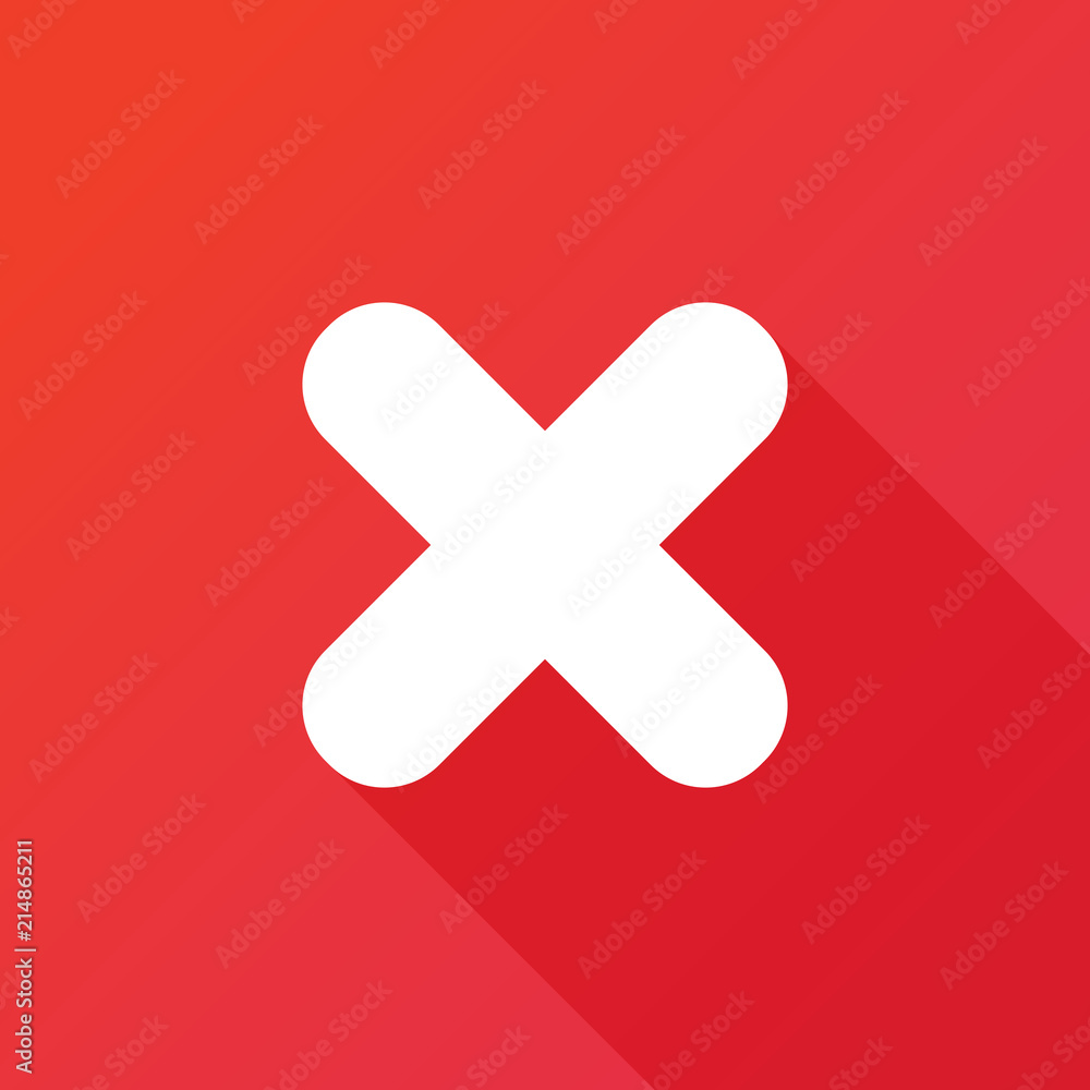 Fototapeta premium Delete web icon. Long shadow