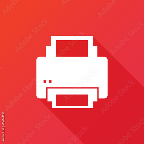 Printer icon. Long shadow. Laser or inkjet printer icon for web, advertising, layout design