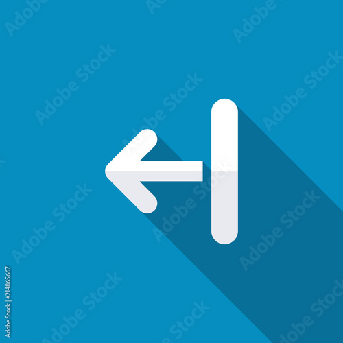 Left arrow from one vertical line icon. Modern design flat style icon with long shadow effect