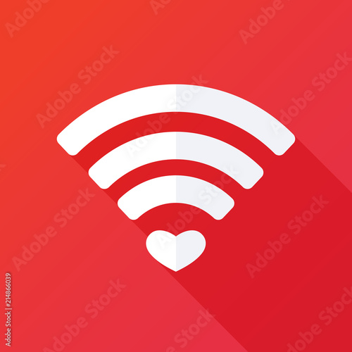 Heart shape and wifi sign. Happy valentine 's day background. illustration. Valentine symbols. Digital love. Internet love. Love connection. Wifi hotspot icon.Online dating concept. Love sign