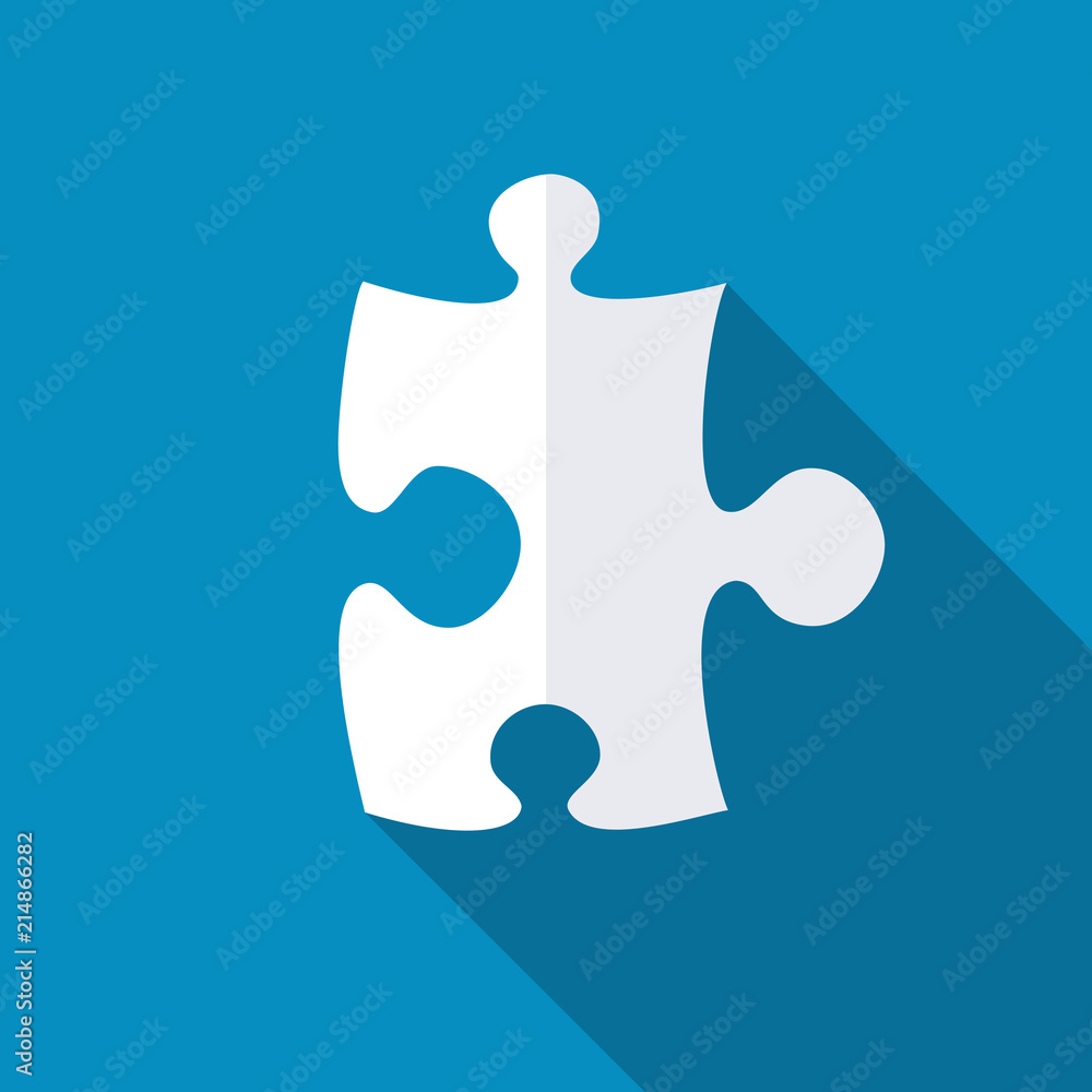 Puzzle icon. Modern flat icon with long shadow effect Puzzle icon. Modern flat icon with long shadow effect
