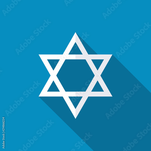 Star of David icon | sing | symbol. Flat design style with long shadow