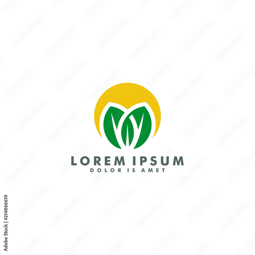 Fototapeta premium eco leaf farm logo template vector illustration