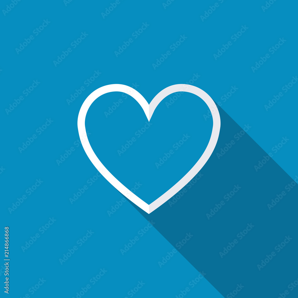 Heart icon illustration. Flat design style with long shadow Heart icon illustration. Flat design style with long shadow