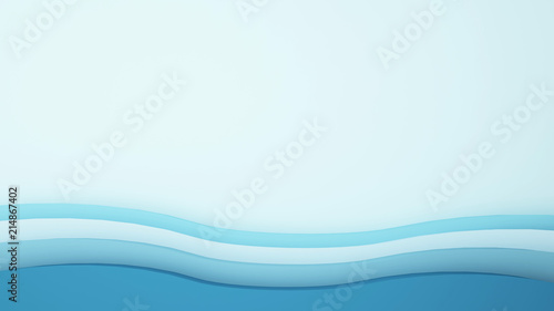 Artwork blue wave and empty space for add message - 3D Illustration