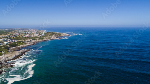 Aerial view over the rocks in the Walkerbay reserve in Gansbaai in the Western Cape of South Africa