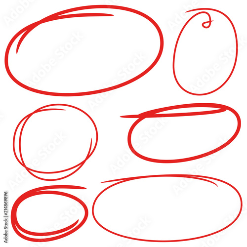 red hand drawn oval, circle markers for highlighting text